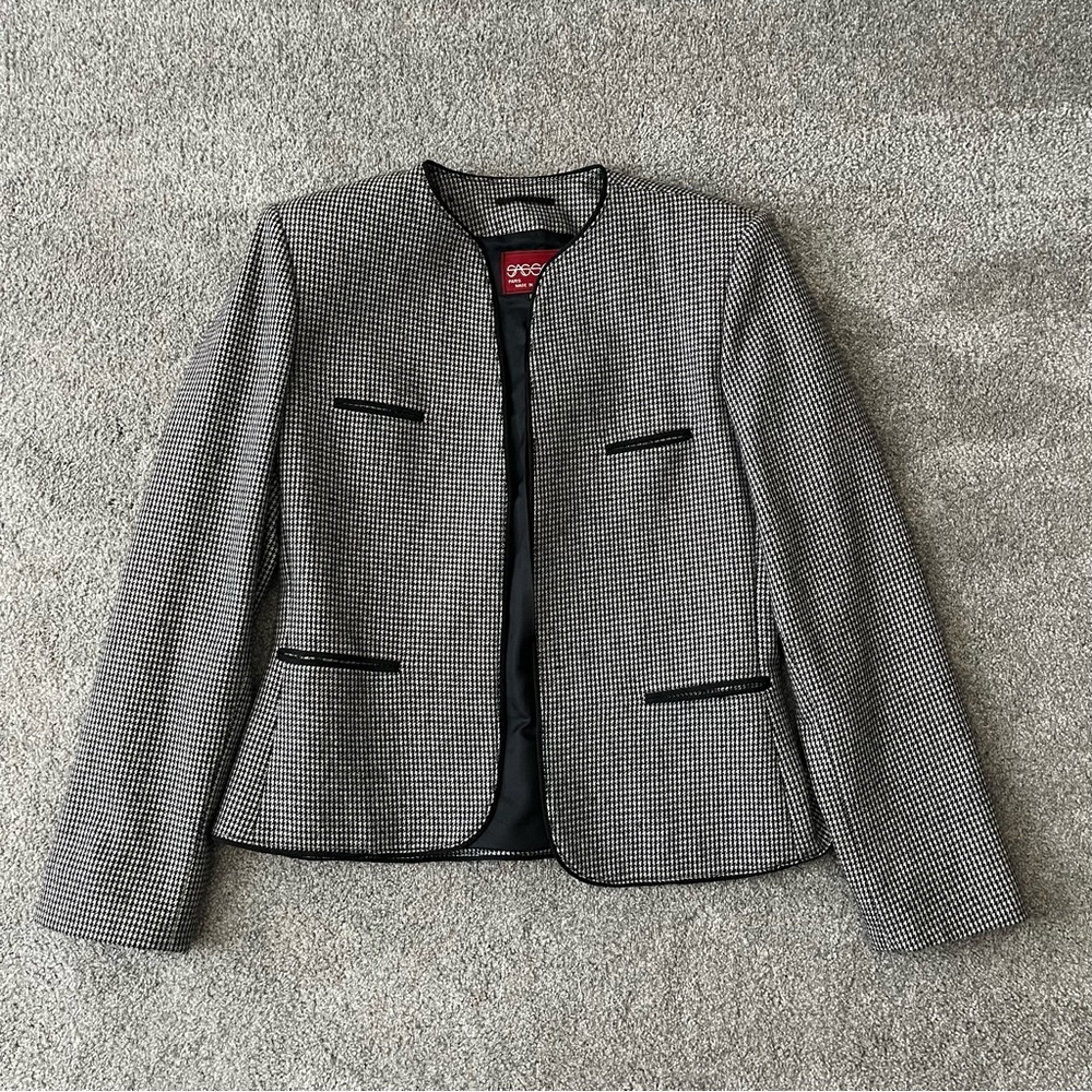 Vintage 90s Houndstooth Wool Jacket